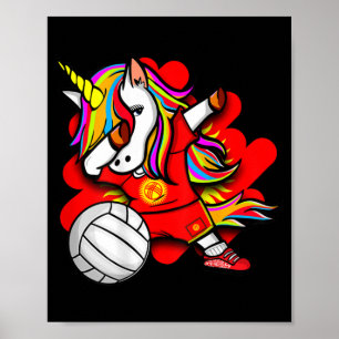 Dabbing Unicorn Kyrgyzstan Volleyball Fans Jersey Poster