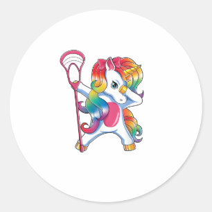 Dabbing Unicorn Lacrosse Funny Lax Player T-shirt Ronde Sticker