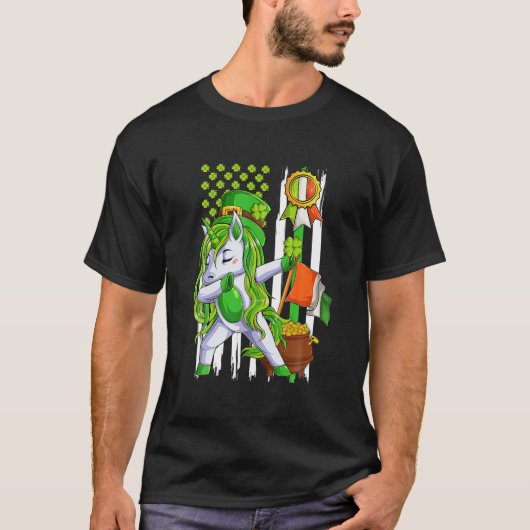 Dabbing Unicorn Leprechaun St Patrick's Day Irish T-shirt (Voorkant)
