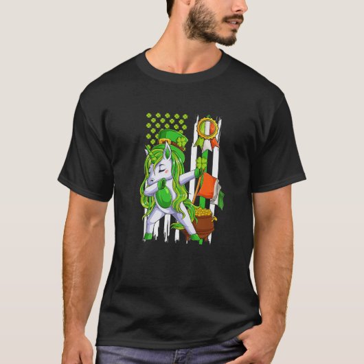 Dabbing Unicorn Leprechaun St Patrick's Day Irish T-shirt (Voorkant)