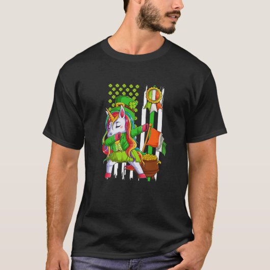Dabbing Unicorn Leprechaun St Patrick's Day Irish T-shirt (Voorkant)
