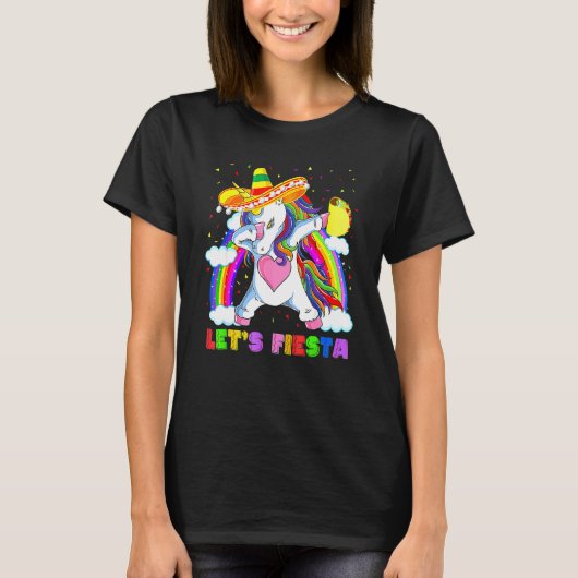 Dabbing Unicorn Lets Fiesta Cinco de Mayo Taco Pon T-shirt (Voorkant)