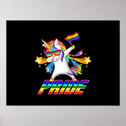 Dabbing Unicorn LGBT Gay Pride Poster (Voorkant)