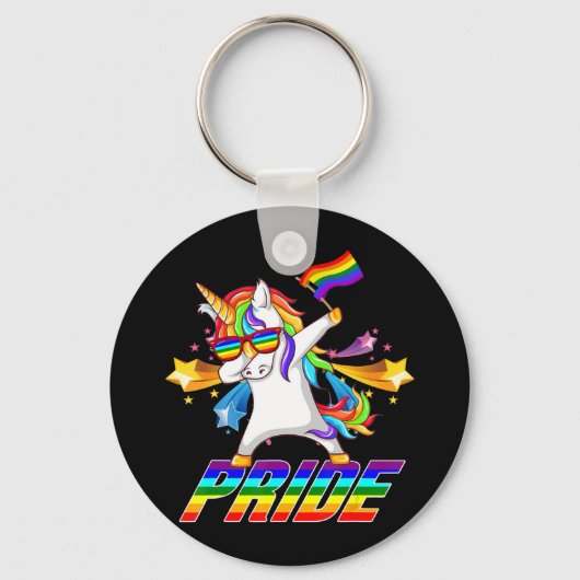 Dabbing Unicorn Lgbt Gay Pride Sleutelhanger (Voorkant)