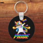 Dabbing Unicorn Lgbt Gay Pride Sleutelhanger (Voorkant)
