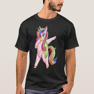 Dabbing Unicorn met regenbooghaar Dabbin Dance T-shirt