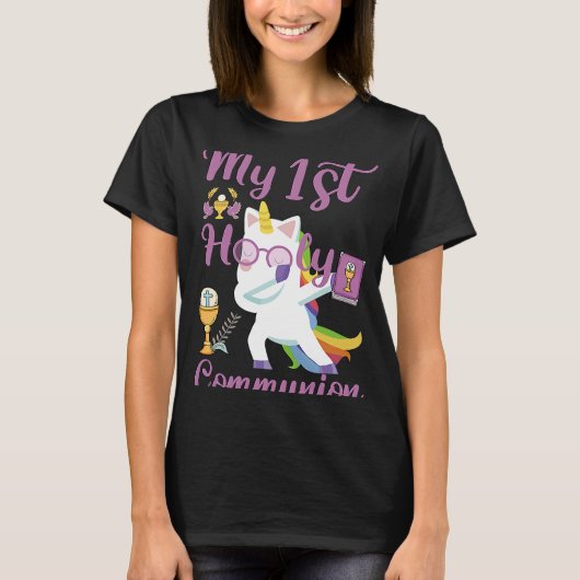 Dabbing Unicorn My First Holy Communion T-shirt (Voorkant)
