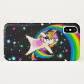 Dabbing Unicorn Neon Glow iPhone X Hoesje (Achterkant (horizontaal))