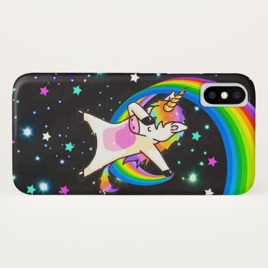 Dabbing Unicorn Neon Glow iPhone X Hoesje (Achterkant (horizontaal))