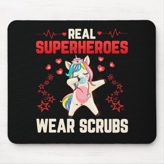 Dabbing Unicorn Nurse Wearing Facemask Real Muismat (Voorkant)