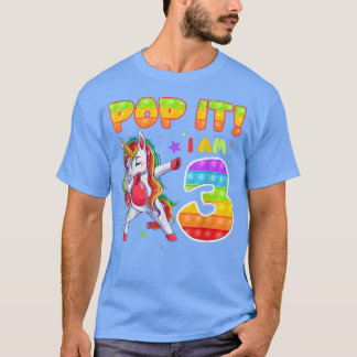 Dabbing Unicorn Pop Ik ben 3 jaar oud, 3 jaar oud. T-shirt