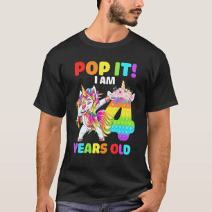 Dabbing Unicorn Pop Ik ben 4 jaar oud Kinder 4e ee T-shirt