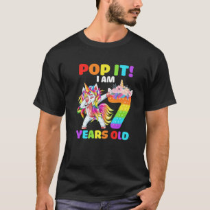 Dabbing Unicorn Pop Ik ben 7 jaar oud Kinder 7th B T-shirt