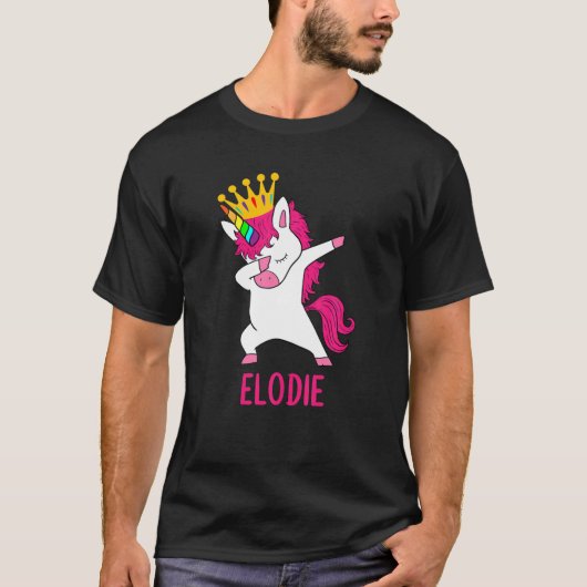 Dabbing Unicorn Queen Personalized ELODIE T-shirt (Voorkant)