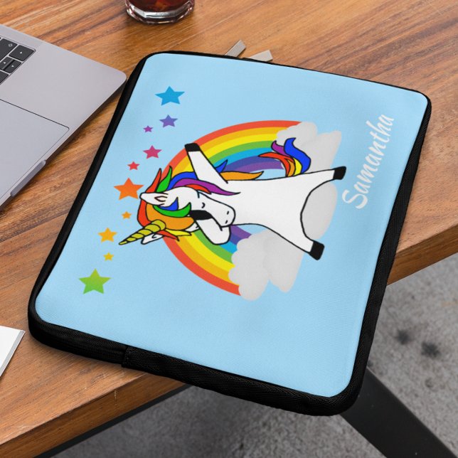 Dabbing Unicorn Rainbow, speciaal ontworpen laptop Laptop Sleeve (Creator heeft geüpload)