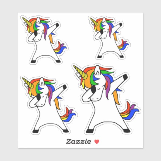 Dabbing Unicorn Rainbow Sticker (Vel)