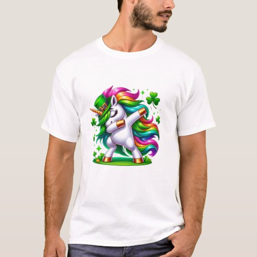 Dabbing Unicorn Rainbow T-shirt (Voorkant)