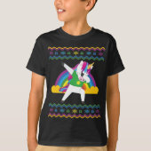 Dabbing Unicorn Rainbow Ugly KerstSweater T-shirt (Voorkant)