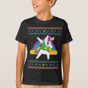 Dabbing Unicorn Rainbow Ugly KerstSweater T-shirt