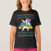 Dabbing Unicorn Rainbow Ugly KerstSweater T-shirt (Voorkant)