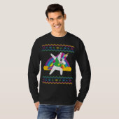 Dabbing Unicorn Rainbow Ugly KerstSweater T-shirt (Voorkant volledig)
