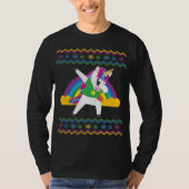 Dabbing Unicorn Rainbow Ugly KerstSweater T-shirt (Voorkant)