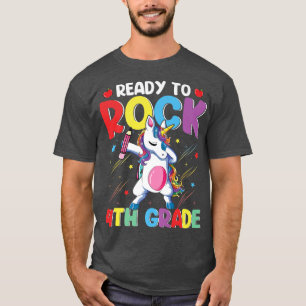 Dabbing Unicorn Ready to Rock 4th Grad terug naar T-shirt