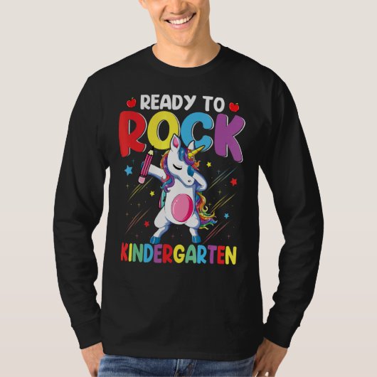 Dabbing Unicorn Ready to Rock Kindergarten T-shirt (Voorkant)
