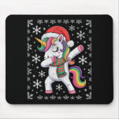 Dabbing Unicorn Santa Hat Christmas Xmas Dab  Muismat (Voorkant)