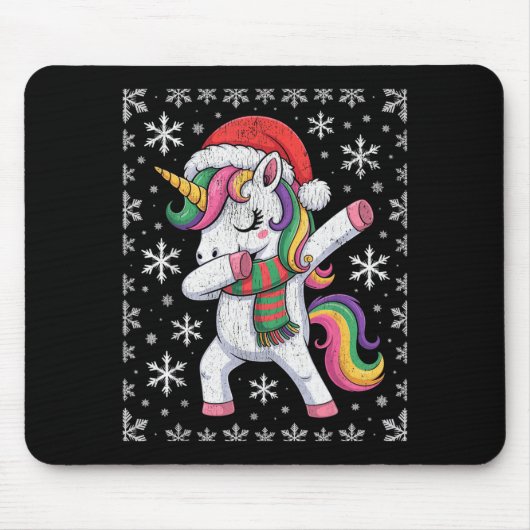 Dabbing Unicorn Santa Hat Christmas Xmas Dab  Muismat (Voorkant)