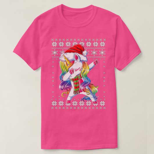 Dabbing Unicorn Santa Sweater Kerstmis T-shirt (Design voorkant)