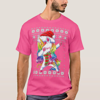 Dabbing Unicorn Santa Sweater Kerstmis T-shirt