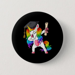 Dabbing Unicorn School Afstuderen Dab Girls Kinder Ronde Button 5,7 Cm