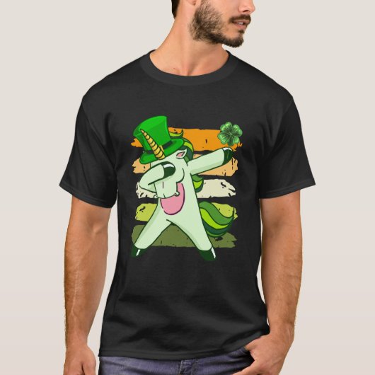 Dabbing unicorn shamrock St Patrick's Day 1 T-shirt (Voorkant)