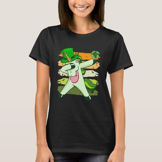 Dabbing unicorn shamrock St Patrick's Day  1 T-shirt (Voorkant)