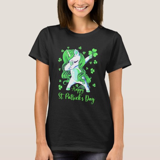 Dabbing Unicorn Shamrocks It's St Patricks Day & M T-shirt (Voorkant)