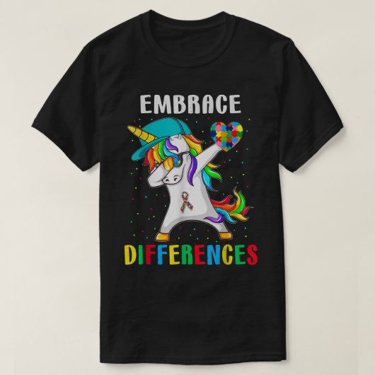 Dabbing Unicorn Shirt Differentiaties Embrace ADHD (Design voorkant)