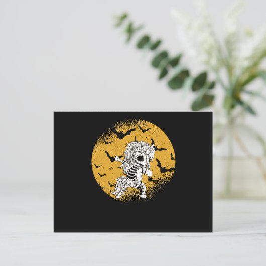 Dabbing Unicorn Skeleton Halloween Dab Dance Scary Briefkaart (Staand voorkant)