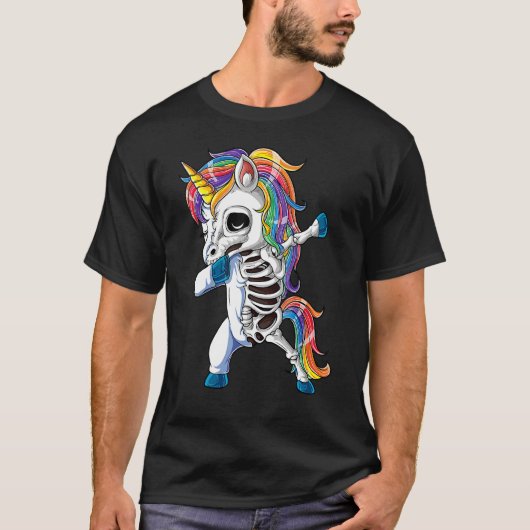 Dabbing Unicorn Skeleton Halloween Girls Dab 1 T-shirt (Voorkant)