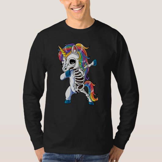 Dabbing Unicorn Skeleton Halloween Girls Dab  1 T-shirt (Voorkant)