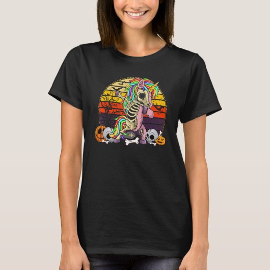Dabbing Unicorn Skeleton  Halloween Girls Dab T-shirt (Voorkant)