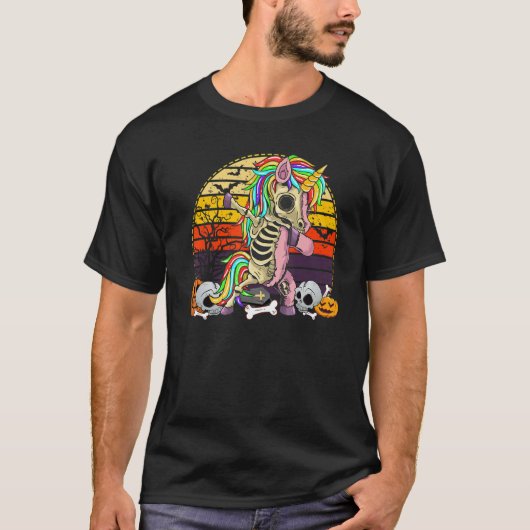 Dabbing Unicorn Skeleton  Halloween Girls Dab T-shirt (Voorkant)