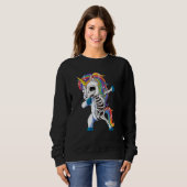 Dabbing Unicorn Skeleton Skulls Halloween Boys Gir Trui (Voorkant volledig)
