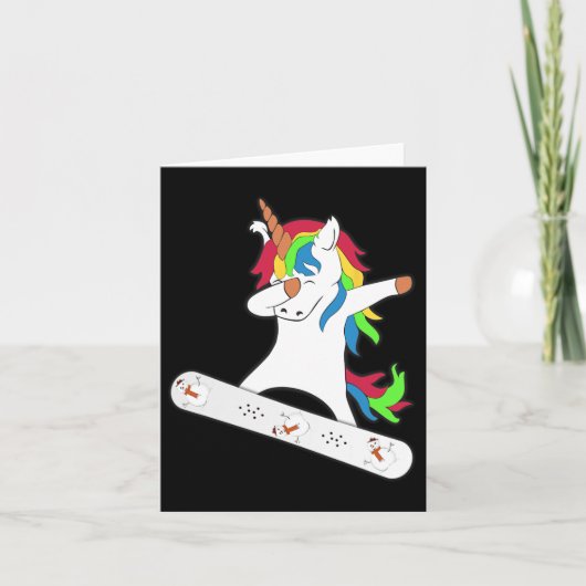 Dabbing Unicorn Snowboard Snowboarding Unicorns Gi Kaart (Voorkant)