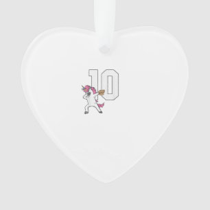 Dabbing Unicorn Softbal Nummer 10 T-Shirt - Softb Ornament
