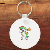 Dabbing Unicorn Softball Player Funny Dab Dance Ra Sleutelhanger (Voorkant)