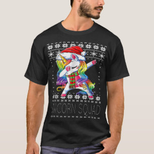 Dabbing Unicorn Squad Santa Sweater met lelijke ke T-shirt