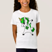 Dabbing Unicorn St. Patrick's Day Green Shamrock T-shirt (Voorkant)