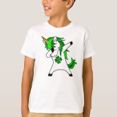 Dabbing Unicorn St. Patrick's Day Green Shamrock T-shirt (Voorkant)