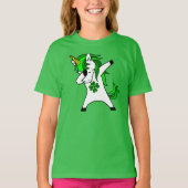 Dabbing Unicorn St. Patrick's Day Green Shamrock T-shirt (Voorkant)